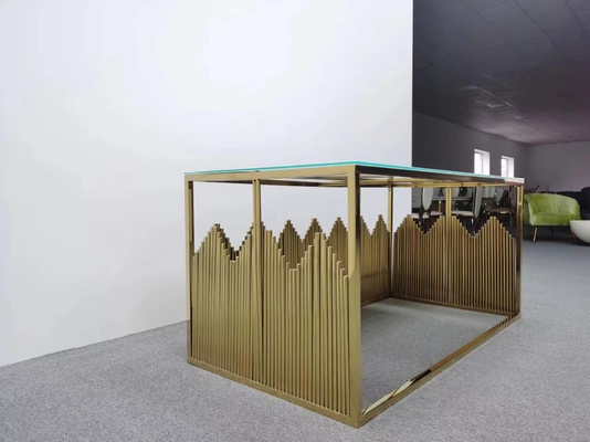 Nouveau modèle Rectangle en acier inoxydable Fête Événement Table de mariage en or