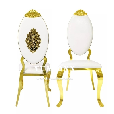 Chaise en métal de luxe pour restaurant d'hôtel, design couronne, en acier inoxydable doré, chaise de mariage royale