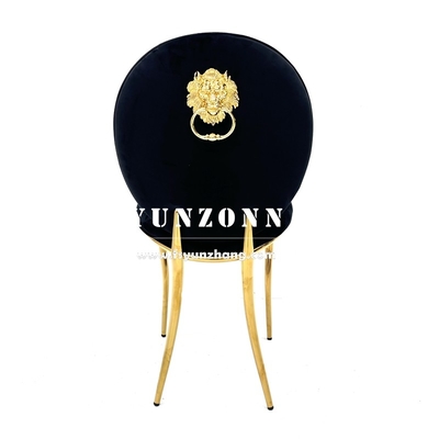 Chaise de banquet en acier inoxydable doré du marché de gros de Dubaï, chaise de salle à manger de luxe d'hôtel avec accoudoir Royal Lion