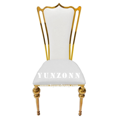 Hôtel Restaurant Trône d'or de luxe Chaise de réception de mariage Chaise de banquet en acier inoxydable doré