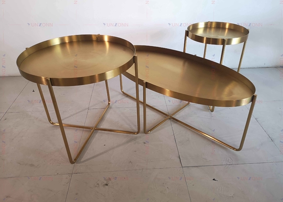Acier inoxydable de la table basse D60xH50cm 201 latéraux d'or de Tableau de thé en métal