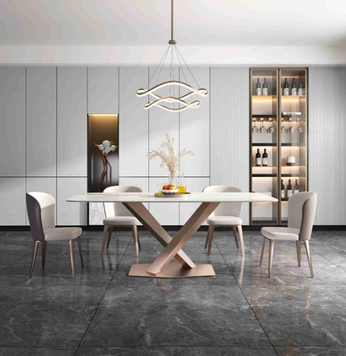 Tout simplement X cadre supérieur de marbre moderne de luxe bas d'acier inoxydable des tables de salle à manger 6 8 Seater