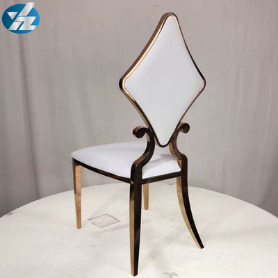 Blanc de luxe d'OEM de 50X55X107 solides solubles Diamond Wedding Golden Dining Chair