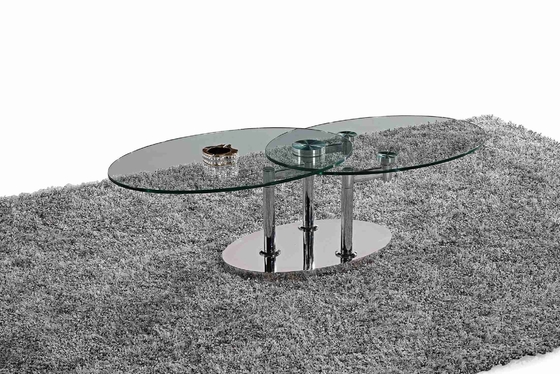 Cadre ovale en verre moderne se pliant L200xW100xH75cm d'acier inoxydable de verre trempé de table de salle à manger