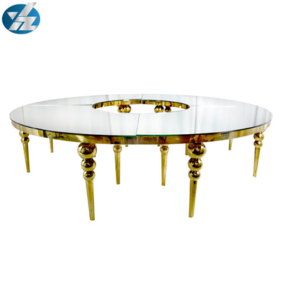 Solides solubles autour tables incurvées D340XH75 d'événement d'hôtel de table de salle à manger de mariage de loyer d'or des grandes