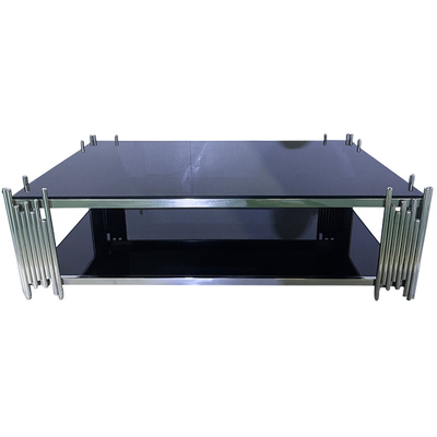 Table basse argentée tubulaire de meubles à la maison avec la vente en gros de verre trempé