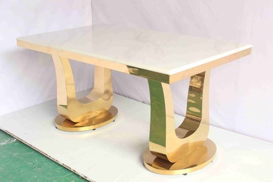 Table à manger en marbre de couleur or avec meubles de maison de base en U