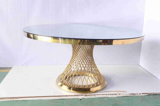 Cadre en acier inoxydable doré de table de salle à manger de piédestal moderne de dessus de table de faux marbre