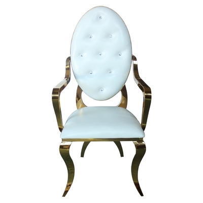 Chaise de mariée et marié populaire, grande chaise ovale dorée, or X-leg pour les mariages.