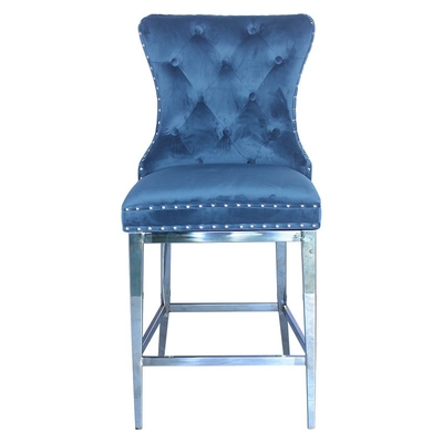 Chaise de bar bleue romantique à dos haut