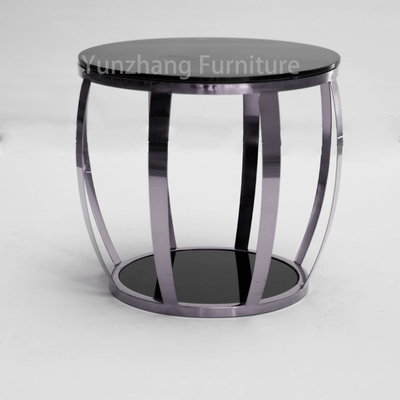 Cadre rond d'argent de table de sofa d'arc avec le double verre trempé