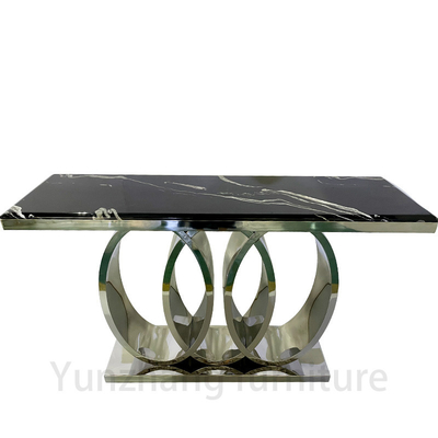 Base blanche de chevalet de Tableau et d'or de style de rectangle de table de salle à manger moderne de marbre