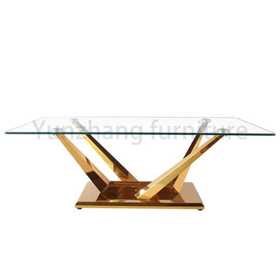 Dessus à base métallique de verre trempé de table de salle à manger carrée unique pour la salle à manger