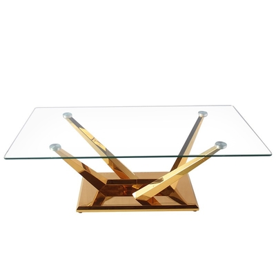 Dessus à base métallique de verre trempé de table de salle à manger carrée unique pour la salle à manger