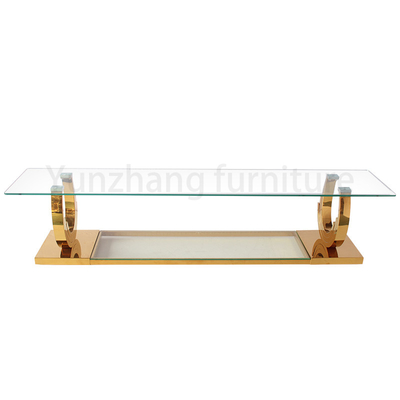 La table basse rectangulaire enterre le style simple en verre transparent