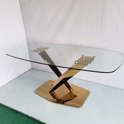 Tables de salle à manger modernes de luxe élégantes avec la finition brillante supérieure en verre