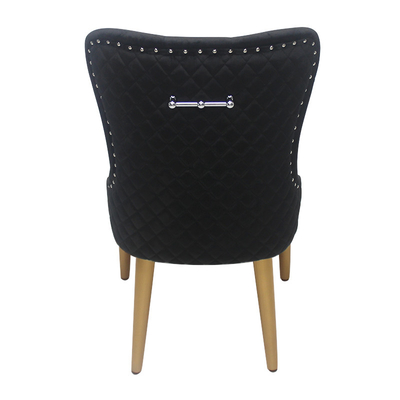 Chaise en velours à bouton noir, chaise à manger, modèle élégant.
