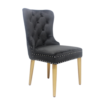 Chaise en velours à bouton noir, chaise à manger, modèle élégant.