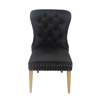 Chaise en velours à bouton noir, chaise à manger, modèle élégant.