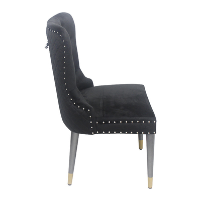 Chaise en velours à bouton noir, chaise à manger, modèle élégant.