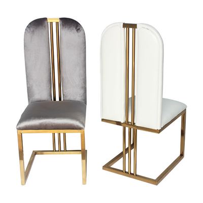 Salle à manger or en acier inoxydable haut dos chaises royales pour le mariage