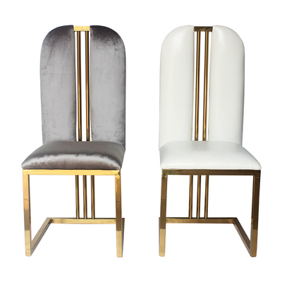 Salle à manger or en acier inoxydable haut dos chaises royales pour le mariage