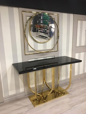 Tableau à console en marbre noir artisanal Meubles de salle à manger de luxe