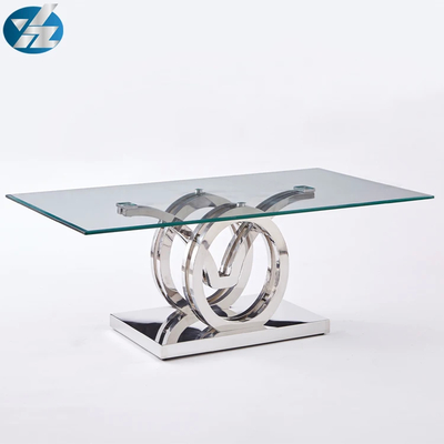 60 pouces de largeur en acier inoxydable table à manger ensemble de chaises avec 6 chaises
