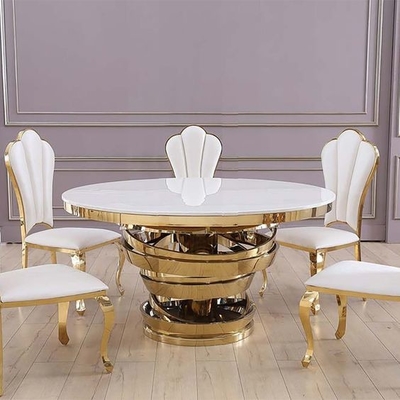 Meubles d'intérieur Table basse en acier inoxydable Table ronde Ensemble de peinture dorée Pour le salon
