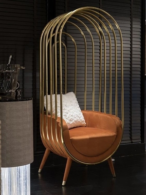 Trône en or en acier inoxydable Roi de mariage Chaise de couple en forme de cage