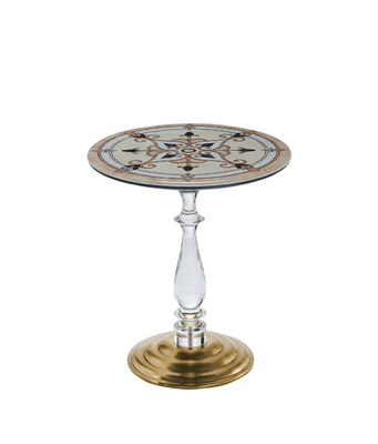 Table en marbre et laiton de style moderne Table ronde de couleur en laiton antique