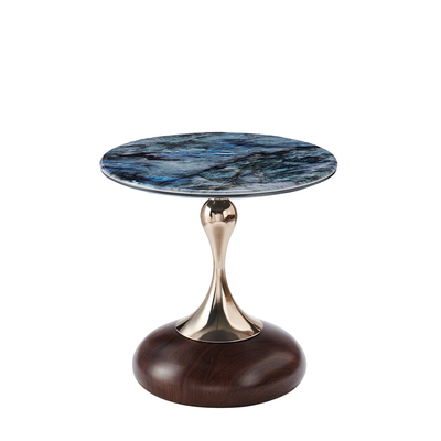 Table du centre de luxe Meubles de salon modernes Table ronde courbée Table noire or métal verre Table à café