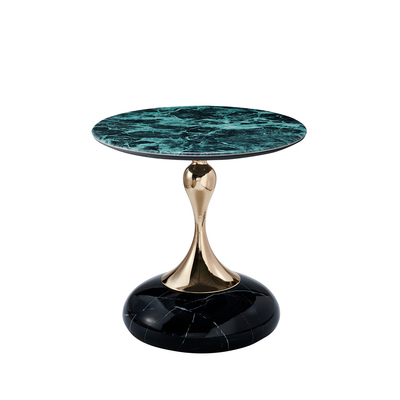 Table du centre de luxe Meubles de salon modernes Table ronde courbée Table noire or métal verre Table à café