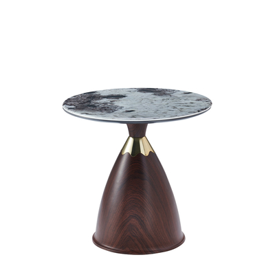 Moderne lumineux de luxe salon rond noir de marbre regarder verre haut métal base des tables d'angle table de côté