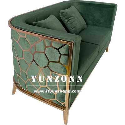 Couchette de luxe en acier inoxydable en or moderne Meubles salon Sofa en velours vert