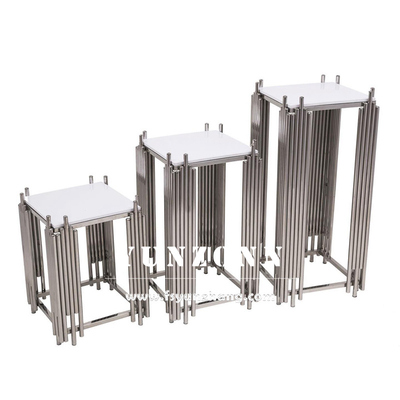 Cabinet latéral moderne de support de vin d'ensembles du tableau d'extrémité 3 avec le support de fleur bas d'acier inoxydable d'or
