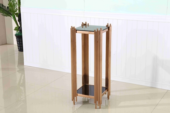 Cabinet latéral moderne de support de vin d'ensembles du tableau d'extrémité 3 avec le support de fleur bas d'acier inoxydable d'or