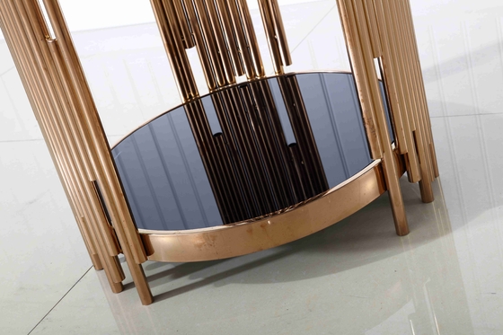 Cabinet latéral moderne de support de vin d'ensembles du tableau d'extrémité 3 avec le support de fleur bas d'acier inoxydable d'or