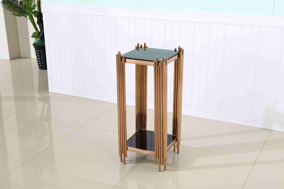 Cabinet latéral moderne de support de vin d'ensembles du tableau d'extrémité 3 avec le support de fleur bas d'acier inoxydable d'or