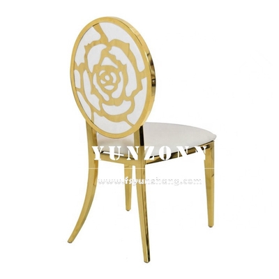 Reception de l'hôtel Chaise métallique en acier inoxydable T-or Sièges de banquet empilés Sièges de coussin de velours nordiques Sièges de mariage