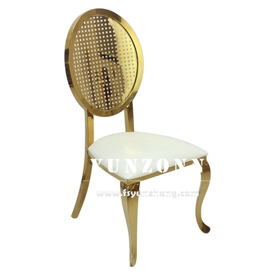 Design d'empilement de luxe or chaise de salle à manger en acier inoxydable pour les événements de mariage Location de salle de fête