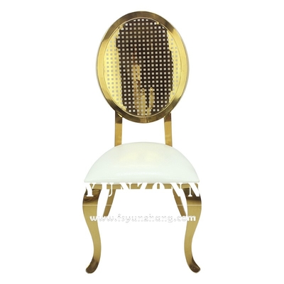 Design d'empilement de luxe or chaise de salle à manger en acier inoxydable pour les événements de mariage Location de salle de fête