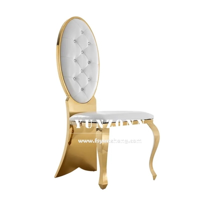 Chaise de mariage en or en acier inoxydable en cristal bouton banquet chaise pour hôtel restaurant de luxe