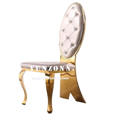 Chaise de mariage en or en acier inoxydable en cristal bouton banquet chaise pour hôtel restaurant de luxe