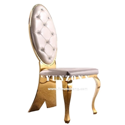Chaise de mariage en or en acier inoxydable en cristal bouton banquet chaise pour hôtel restaurant de luxe
