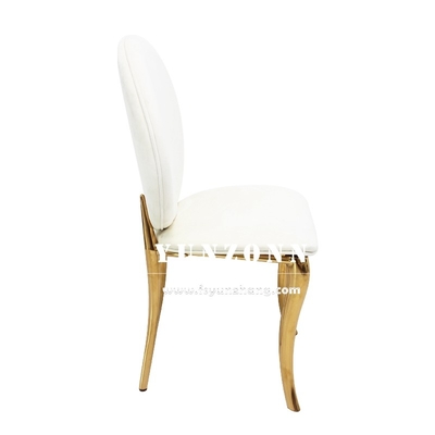 Hôtels haut de gamme Chaise de banquet Fête de mariage en or Salle de séjour en acier inoxydable Chaise à manger en velours blanc