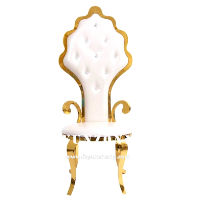 Chaise trône de mariage haute en or inoxydable pour mariée et marié