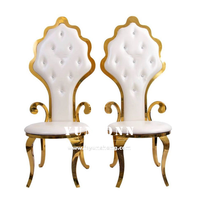 Chaise trône de mariage haute en or inoxydable pour mariée et marié