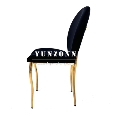 Chaise de banquet en acier inoxydable doré du marché de gros de Dubaï, chaise de salle à manger de luxe d'hôtel avec accoudoir Royal Lion