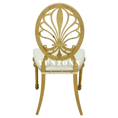 Banquet Chaise métallique Événement Fête Location de fleur d'or Retour en acier inoxydable Chaise de mariage d'hôtel